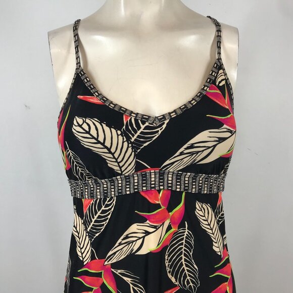 ATHLETA - WOMEN'S XS -BLACK FLORAL SPAGHETTI STRAP BUILT IN BRA SUN DRESS - Picture 2 of 7